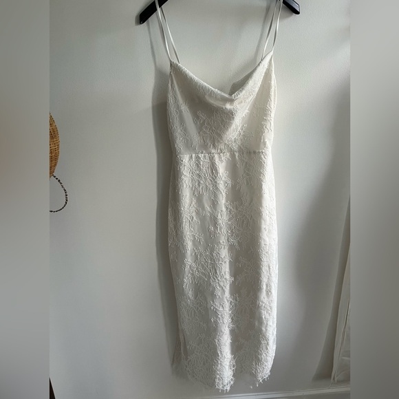 BHLDN Amsale Connie Lace Midi Slip Dress Size 6 Cowl Neck White NWT - Picture 8 of 17